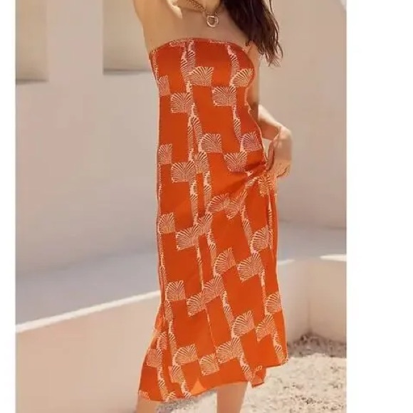 Anthropologie Aliza Strapless Smocked Midi Dress – Size L - Picture 1 of 10